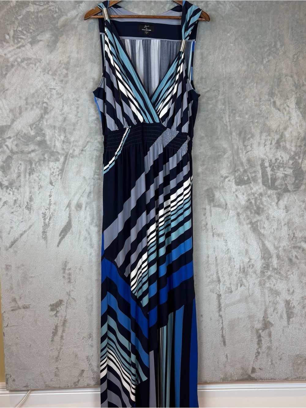 Lennie for Nina Leonard Multi-Directional Striped Sleeveless Maxi Dress Wmn’s 2X